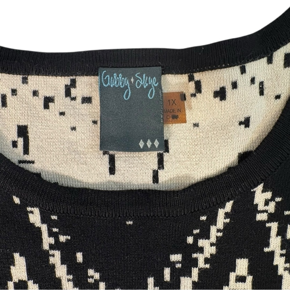 Gabby Skye Sweater Dress Womens Plus 1X Black Beige Knit Midi Stretch Casual - Picture 5 of 12